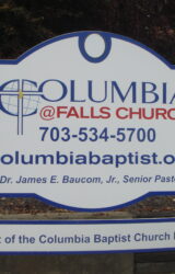 CB Columbia Baptist Marque at Corner of N Washington and Columbia