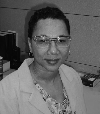 Black and white portrait of a woman.