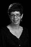 Woman with glasses in black and white