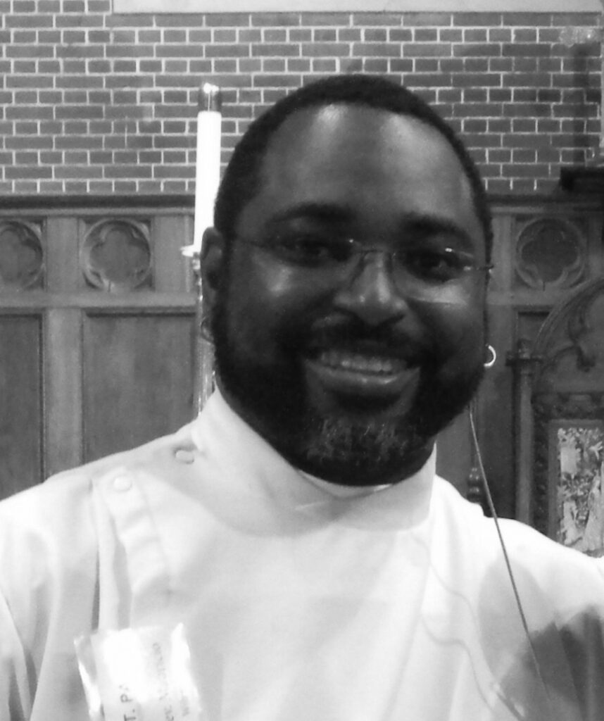Happy man in religious setting