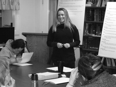Woman leading a group discussion