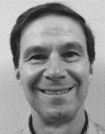 Smiling man close-up black-and-white portrait